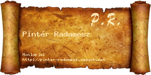 Pintér Radamesz névjegykártya